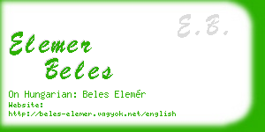 elemer beles business card